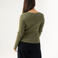 Kendra Split Neck Ribbed Jumper In Khaki