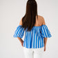 Kendra Stripe Bardot Top In Blue