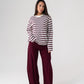 Kendra Long Sleeve Top In Bordeaux Stripe