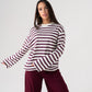 Kendra Long Sleeve Top In Bordeaux Stripe