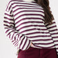 Kendra Long Sleeve Top In Bordeaux Stripe