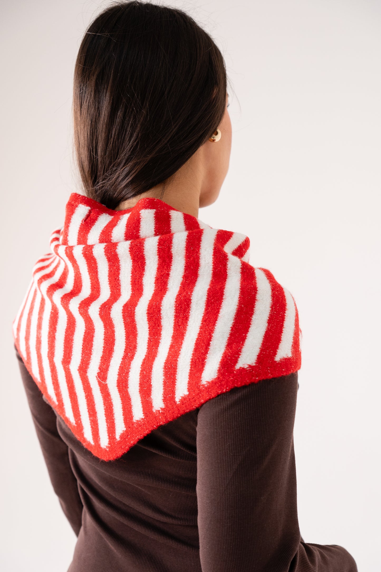 Kendra Stripe Neck Scarf In Red Mix