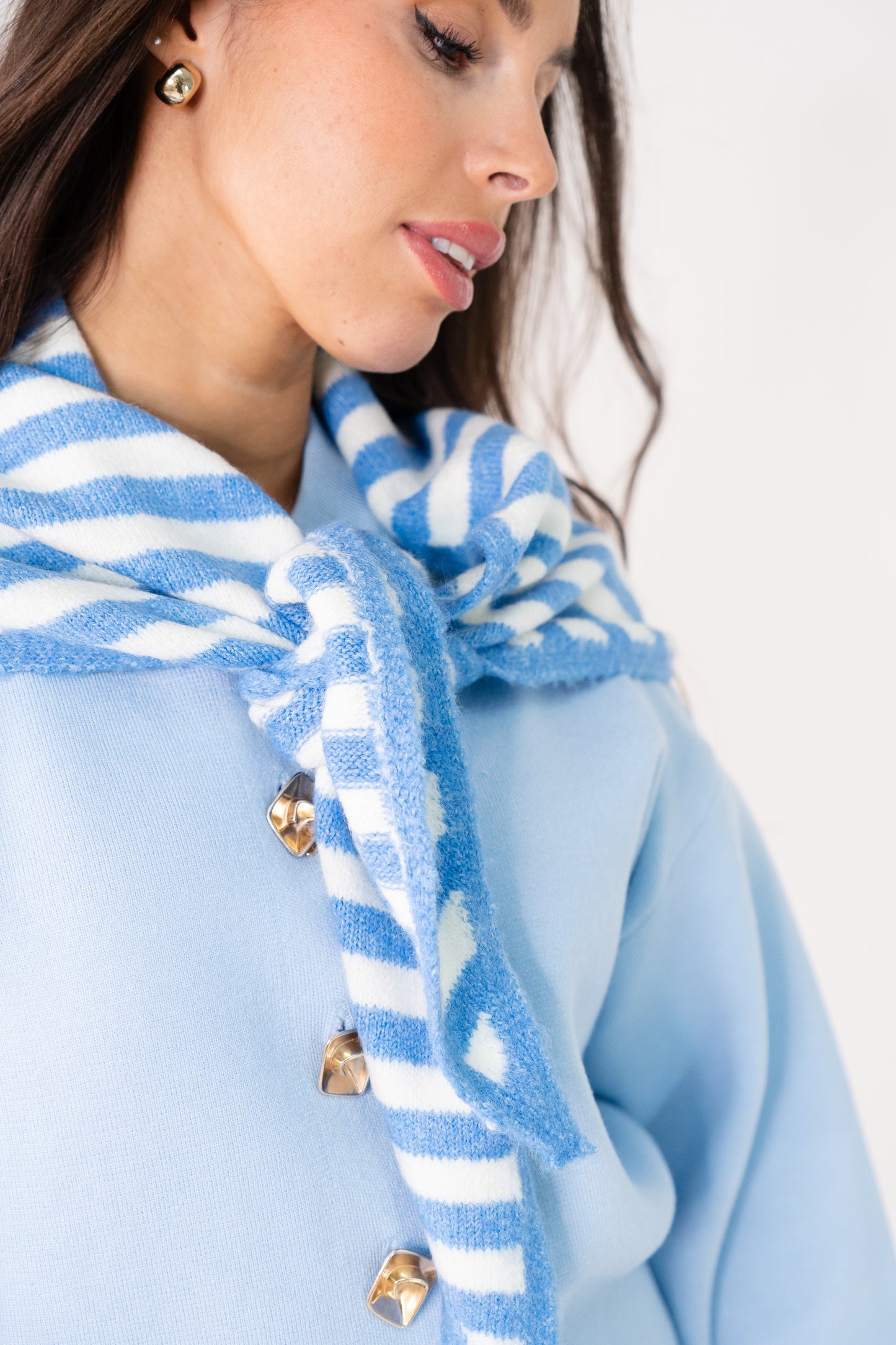 Kendra Stripe Neck Scarf In Royal Blue Mix