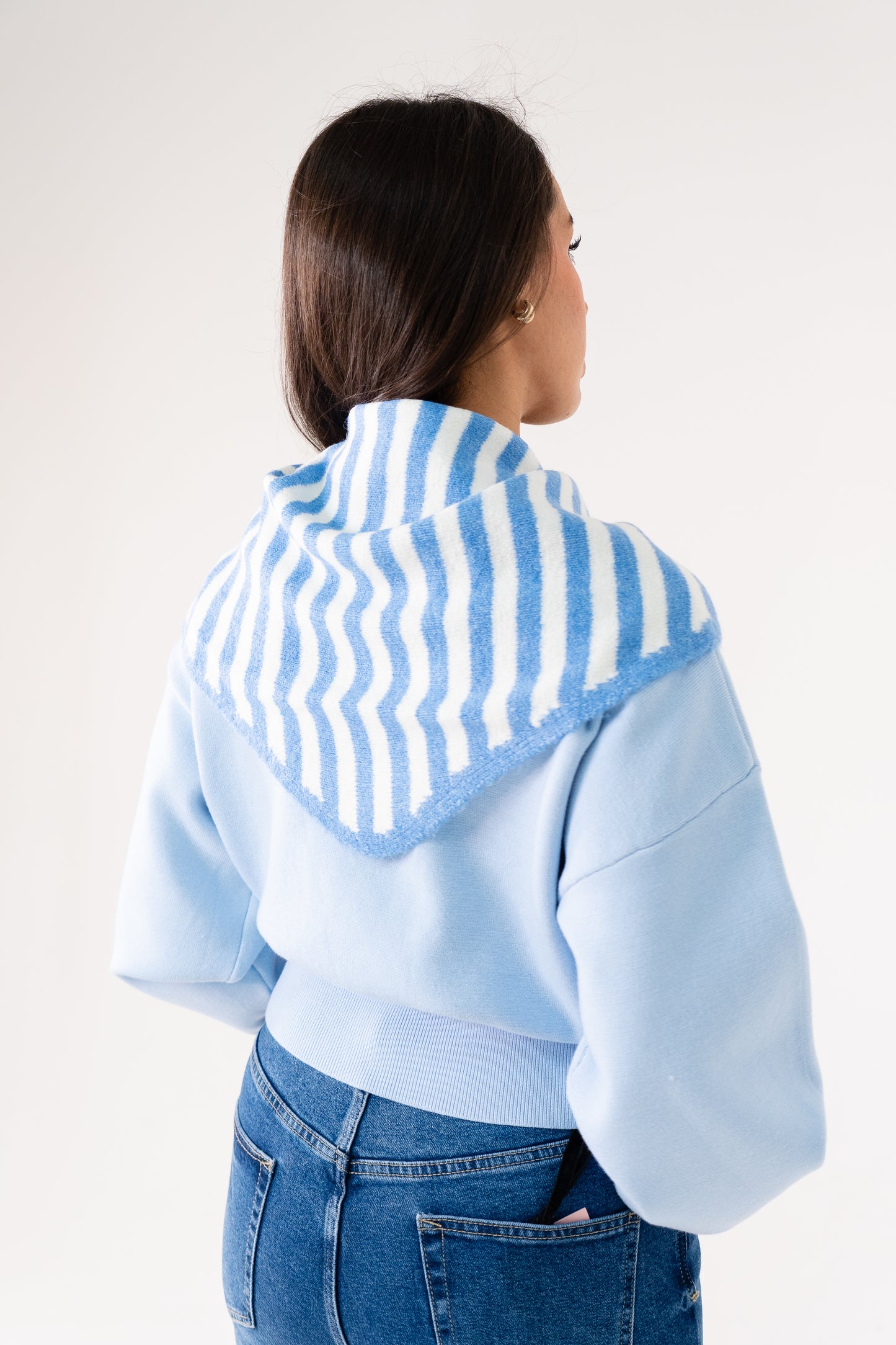 Kendra Stripe Neck Scarf In Royal Blue Mix