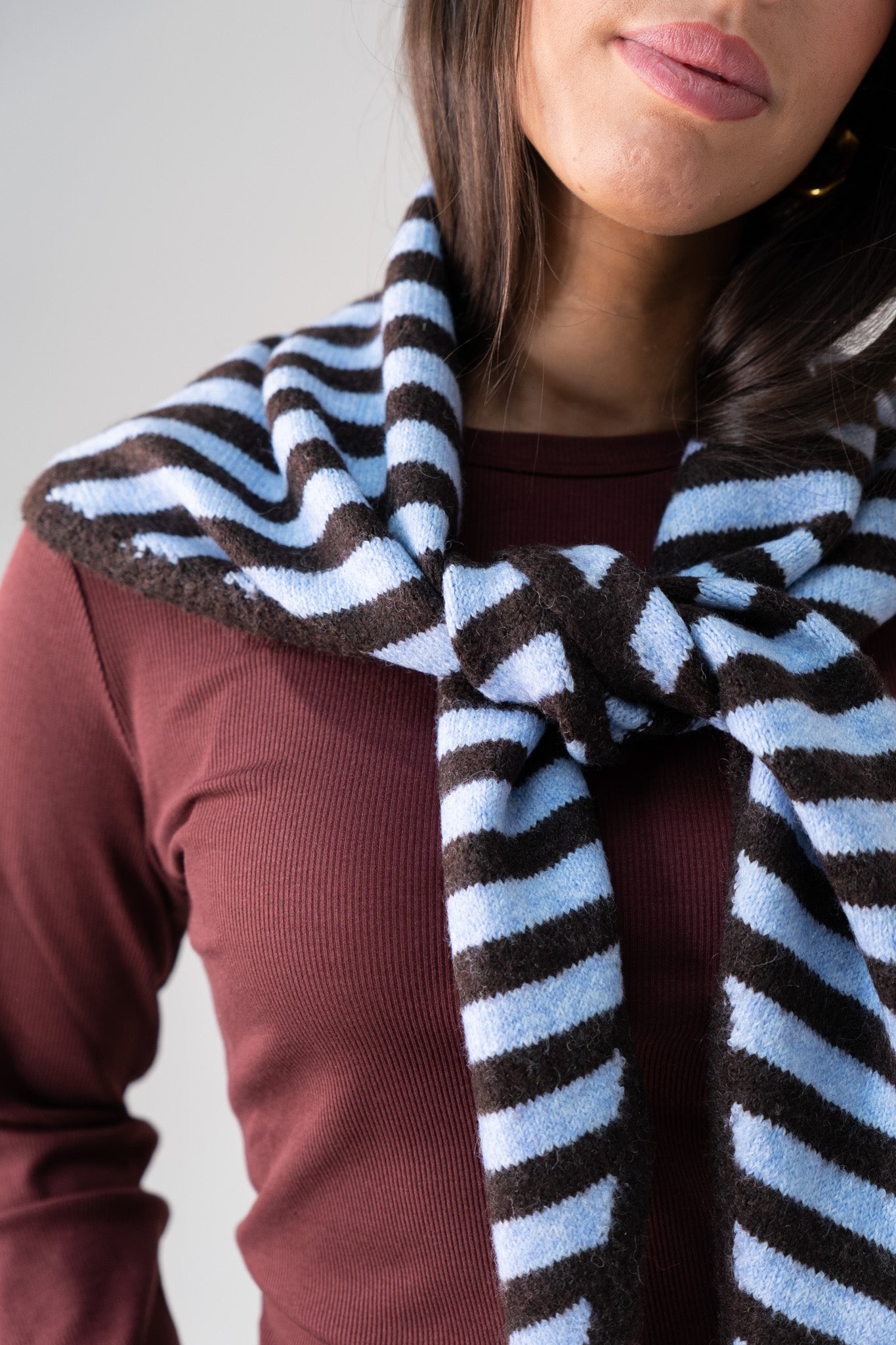 Kendra Stripe Neck Scarf In Blue Mix