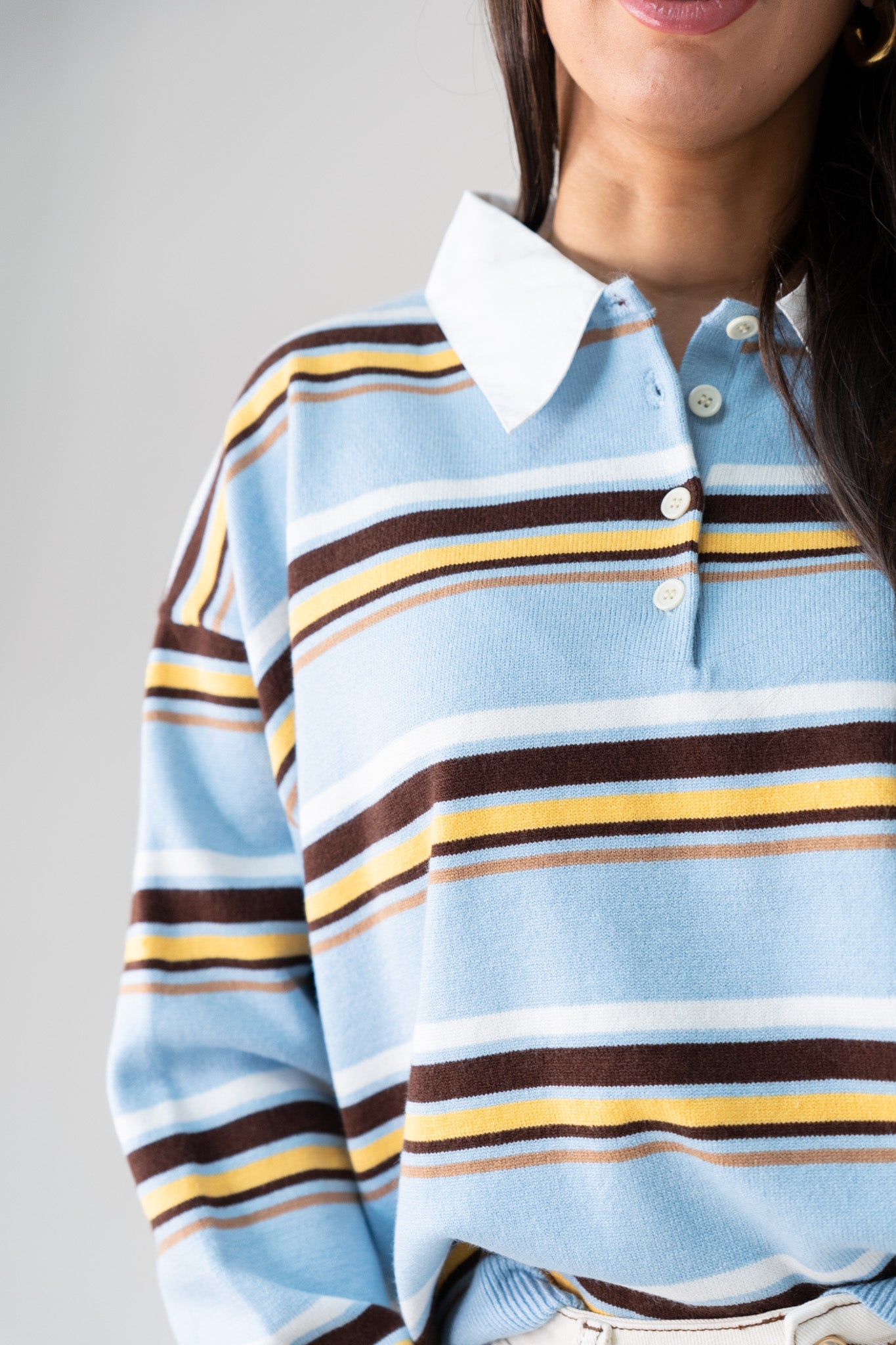 Kendra Rugby Top In Sky Blue Mix