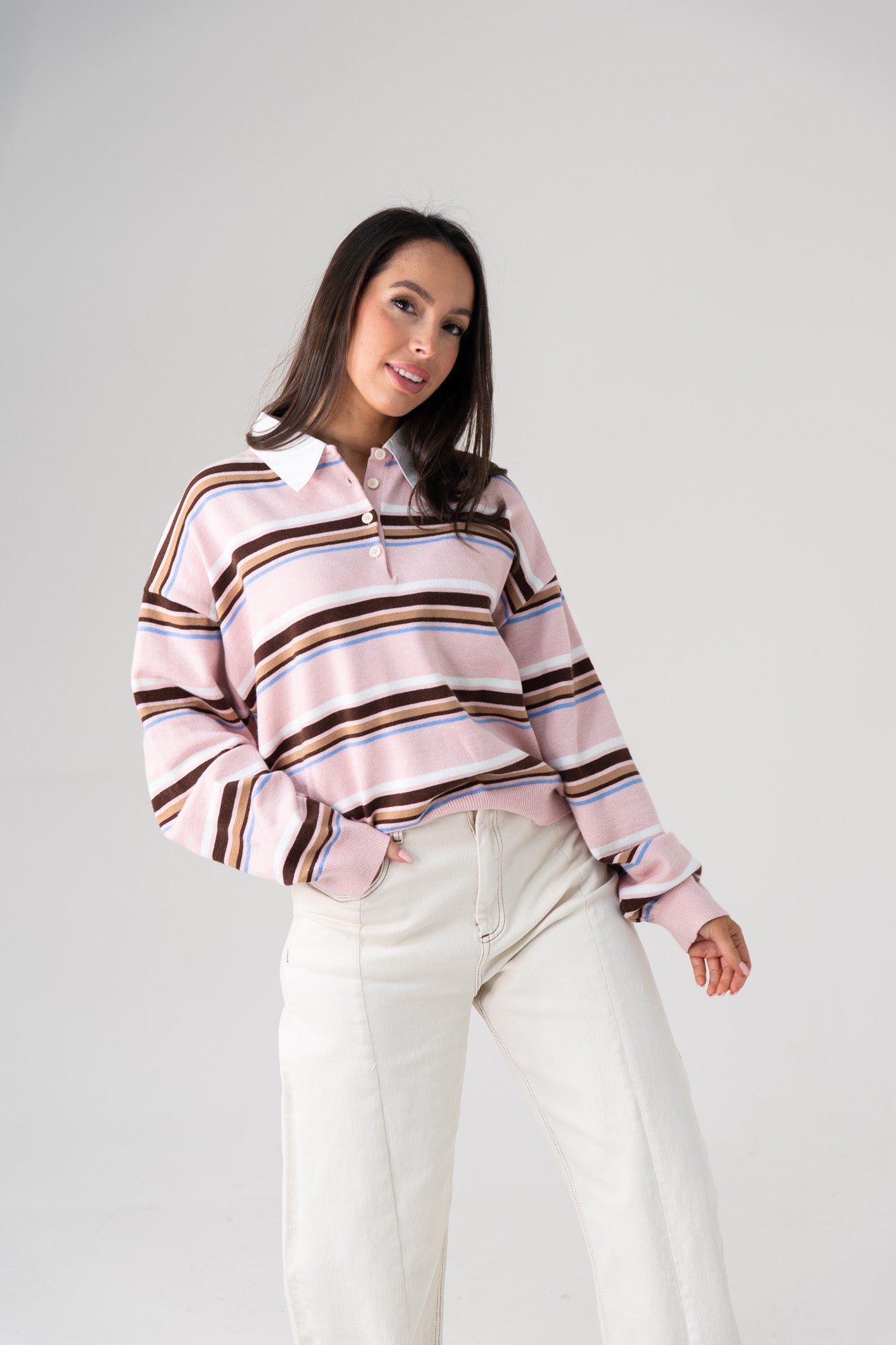 Kendra Rugby Top In Pink Mix