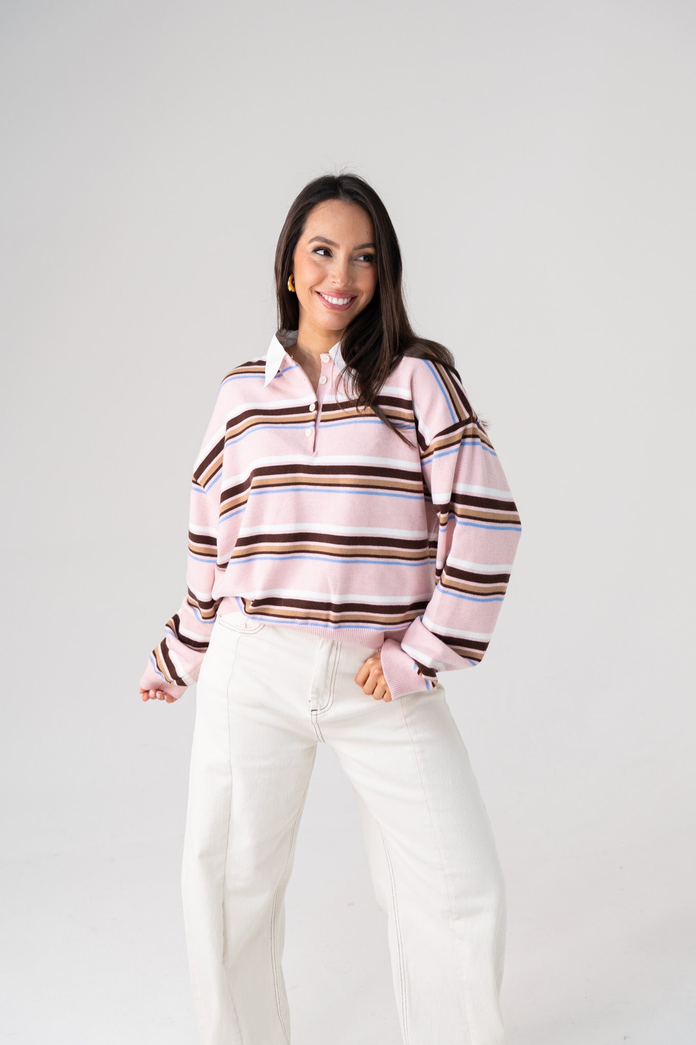 Kendra Rugby Top In Pink Mix