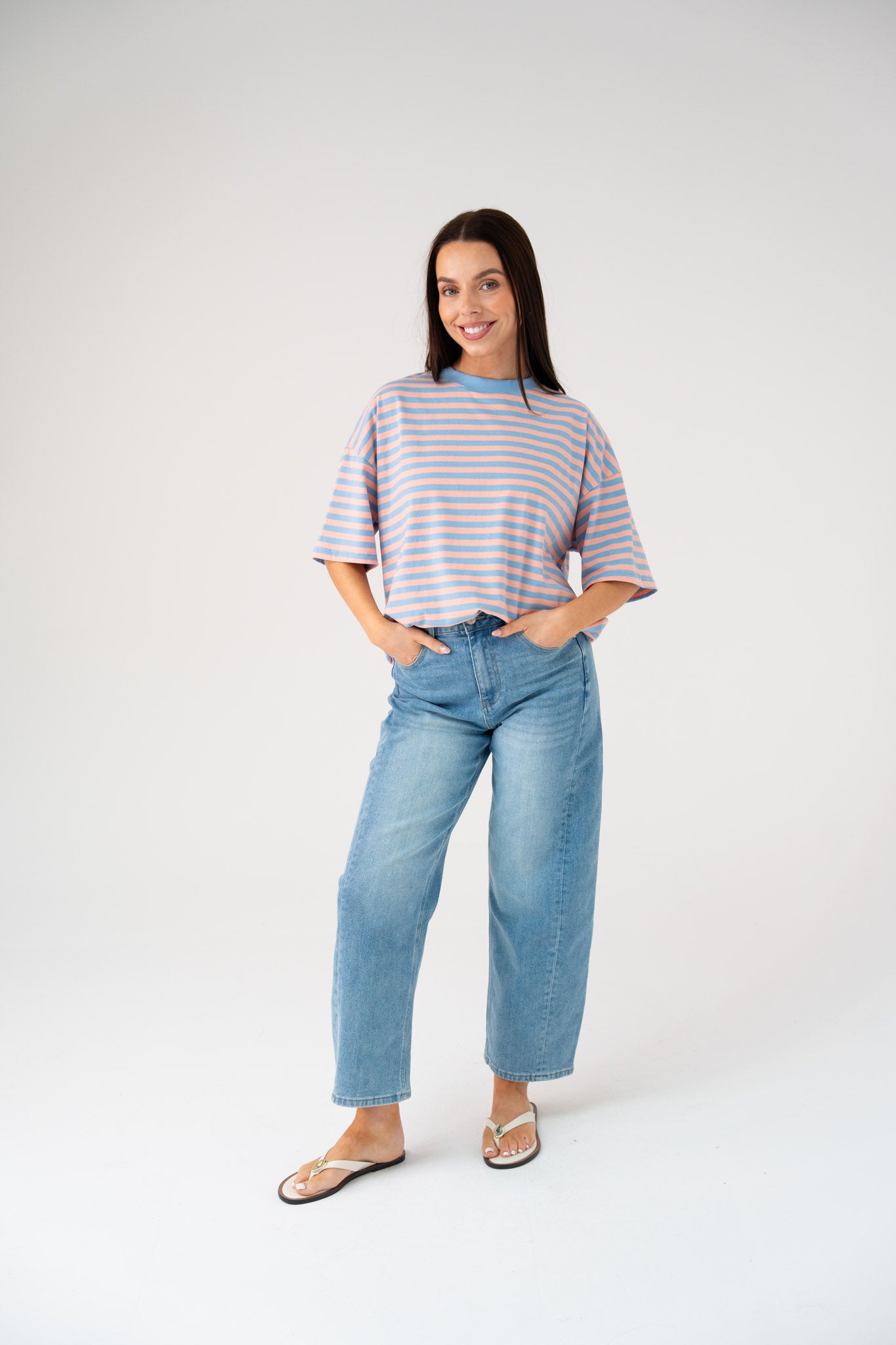 Kendra Stripe T-Shirt In Pink & Blue