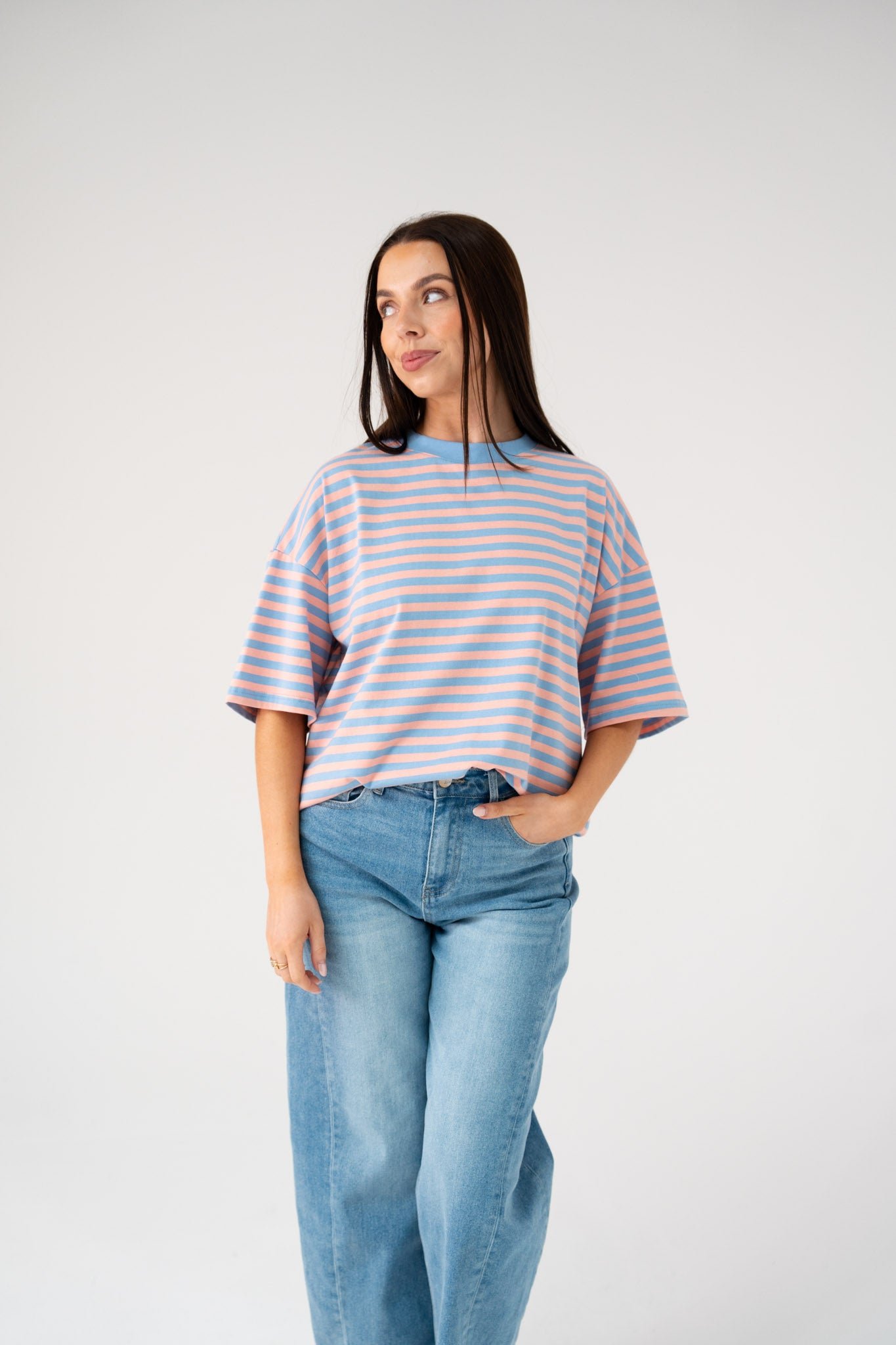 Kendra Stripe T-Shirt In Pink & Blue