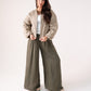 Kendra Wide Leg Trousers In Khaki
