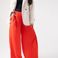 Kendra Wide Leg Trousers In Red