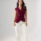 Kendra Wrap Style Waistcoat In Bordeaux
