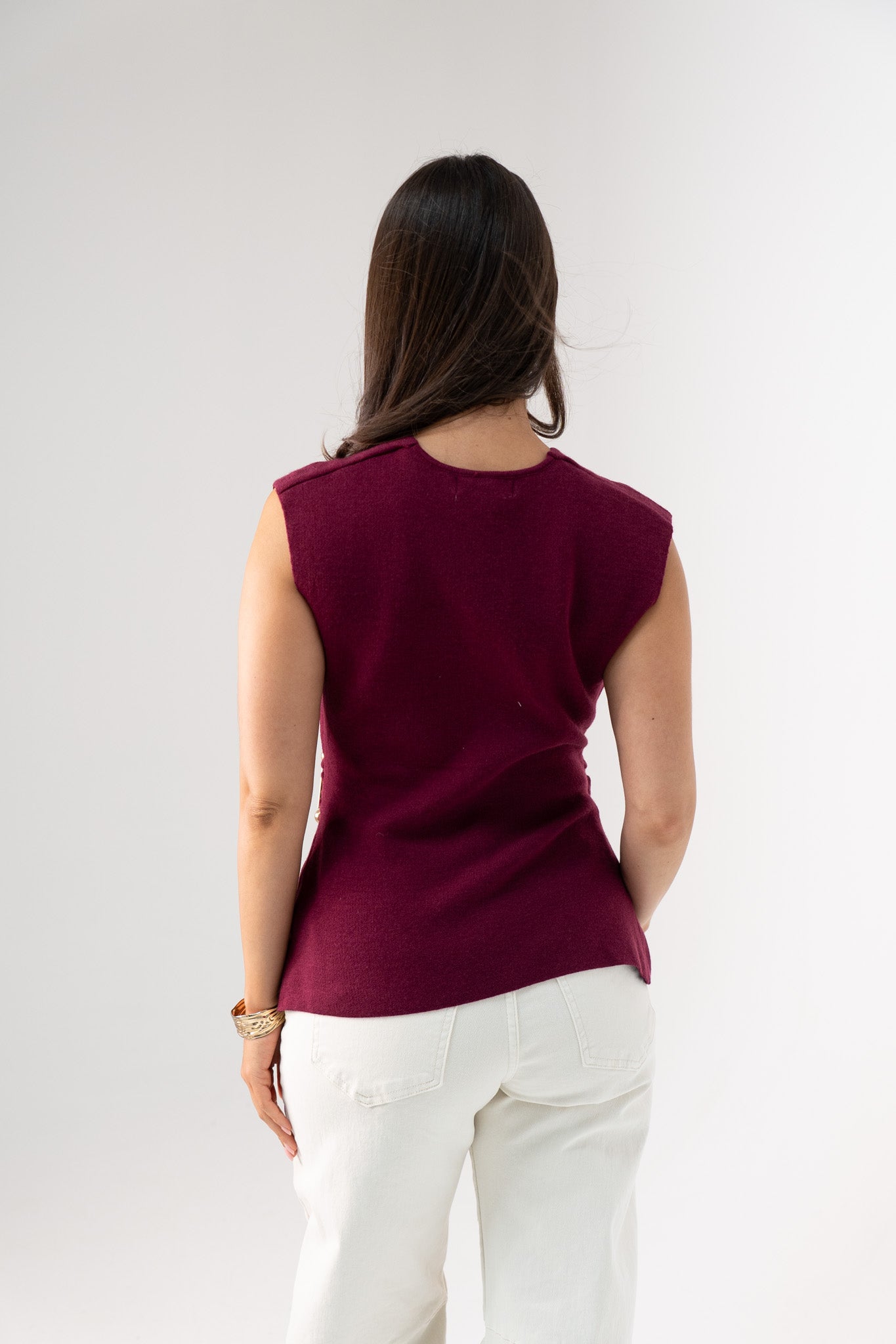 Kendra Wrap Style Waistcoat In Bordeaux