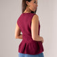 Kendra Peplum Waistcoat In Bordeaux