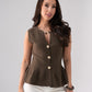 Kendra Peplum Waistcoat In Khaki