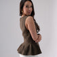Kendra Peplum Waistcoat In Khaki