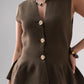 Kendra Peplum Waistcoat In Khaki