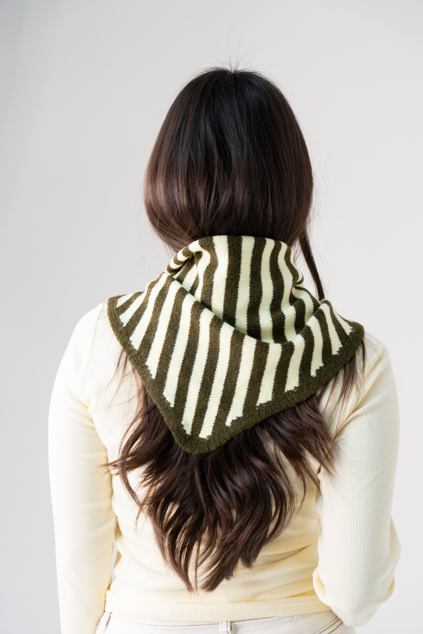 Kendra Stripe Neck Scarf In Khaki Mix