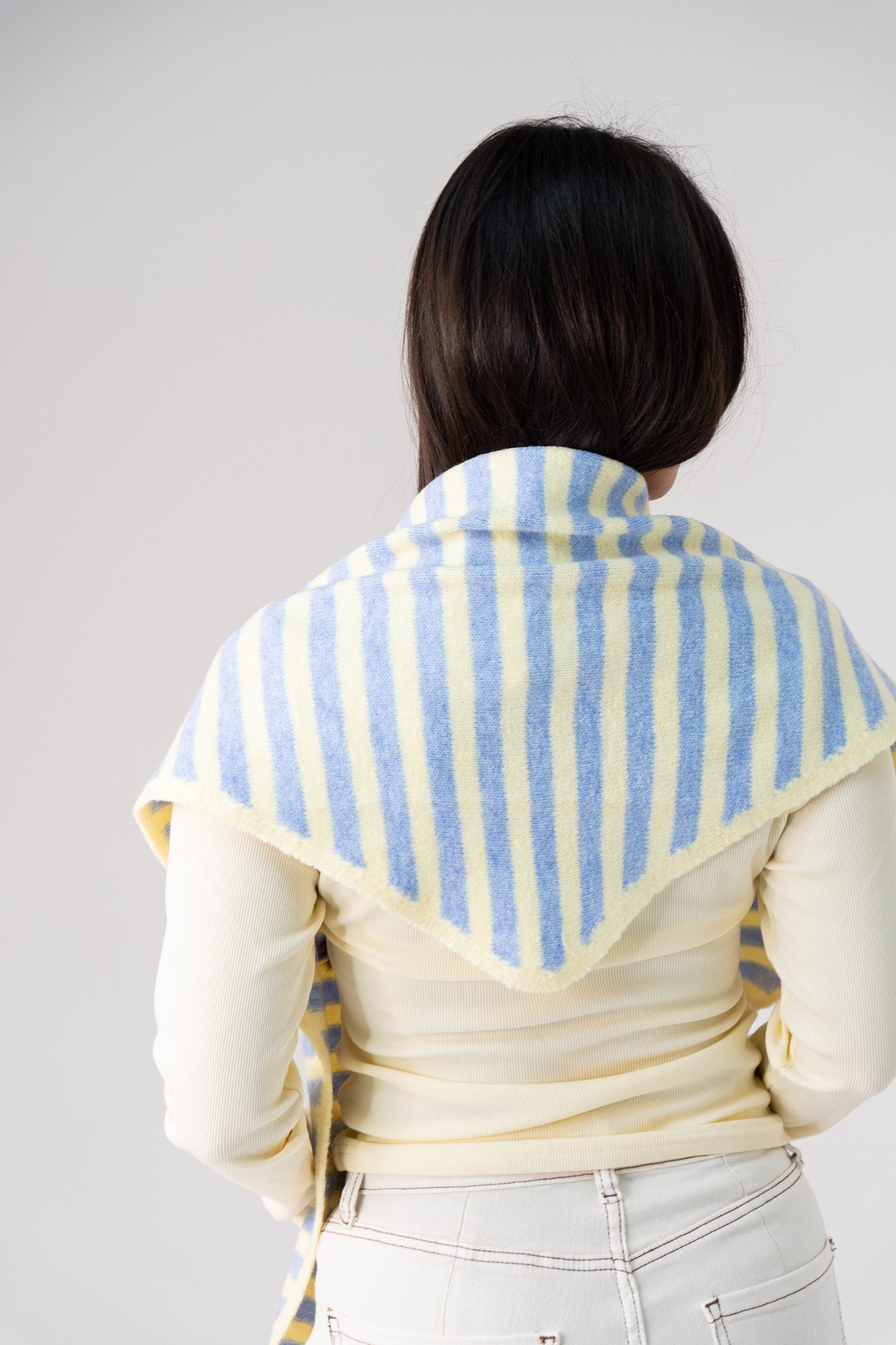 Kendra Stripe Neck Scarf In Lemon Mix