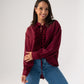 Kendra Tie Neck Ruffle Blouse In Bordeaux