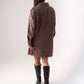 Kendra Long Sleeve Denim Shirt Dress In Chocolate