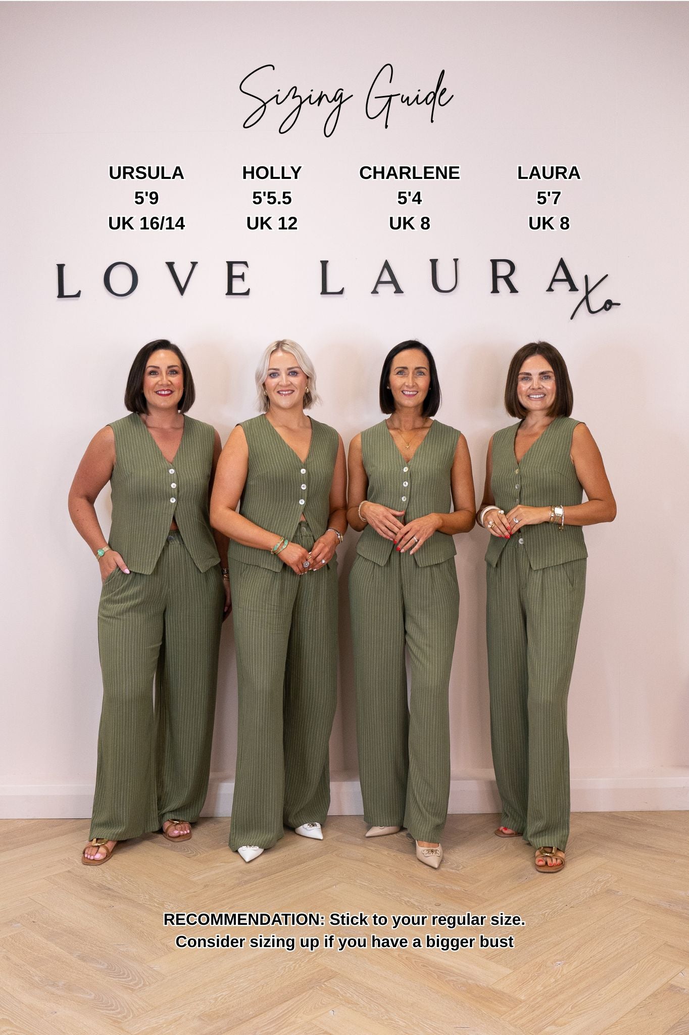 Love Laura Pinstripe Waistcoat In Khaki