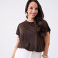 Kiera Bubble Hem T-Shirt In Chocolate