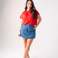 Kiera Bubble Hem T-Shirt In Red