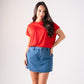 Kiera Bubble Hem T-Shirt In Red