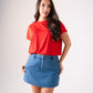 Kiera Bubble Hem T-Shirt In Red
