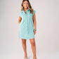 Kiera Denim Shirt Dress In Turquoise