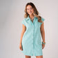 Kiera Denim Shirt Dress In Turquoise