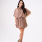 Kiera Drape Detail Dress In Mocha