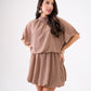 Kiera Drape Detail Dress In Mocha
