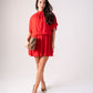 Kiera Drape Detail Dress In Red