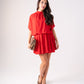 Kiera Drape Detail Dress In Red