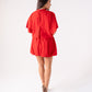 Kiera Drape Detail Dress In Red