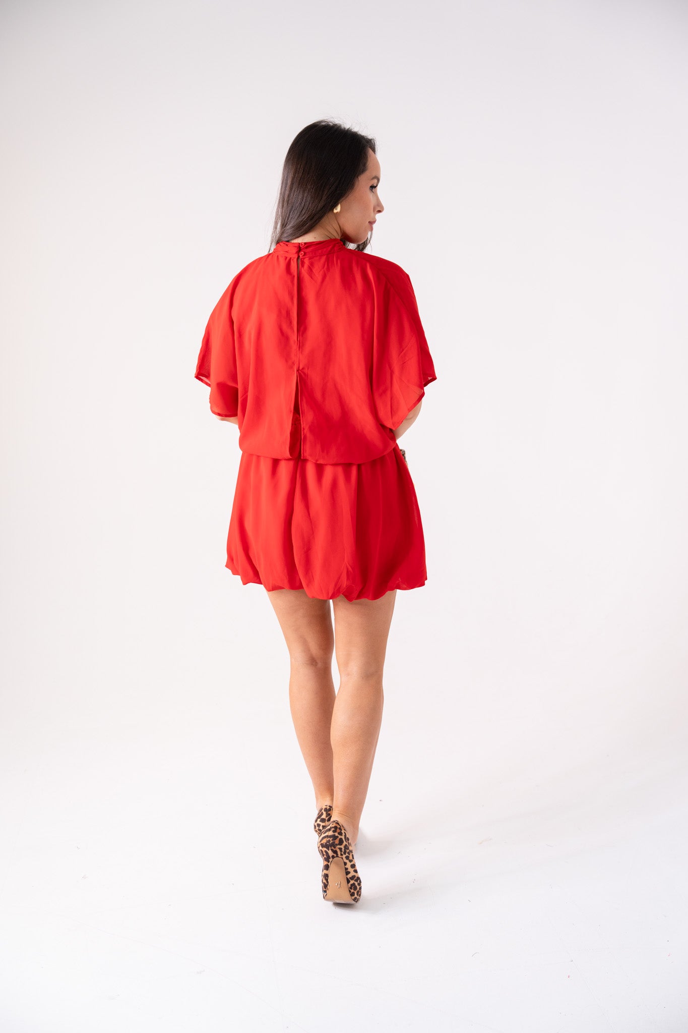 Kiera Drape Detail Dress In Red