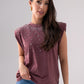 Kiera Embellished Sleeveless Top In Bordeaux