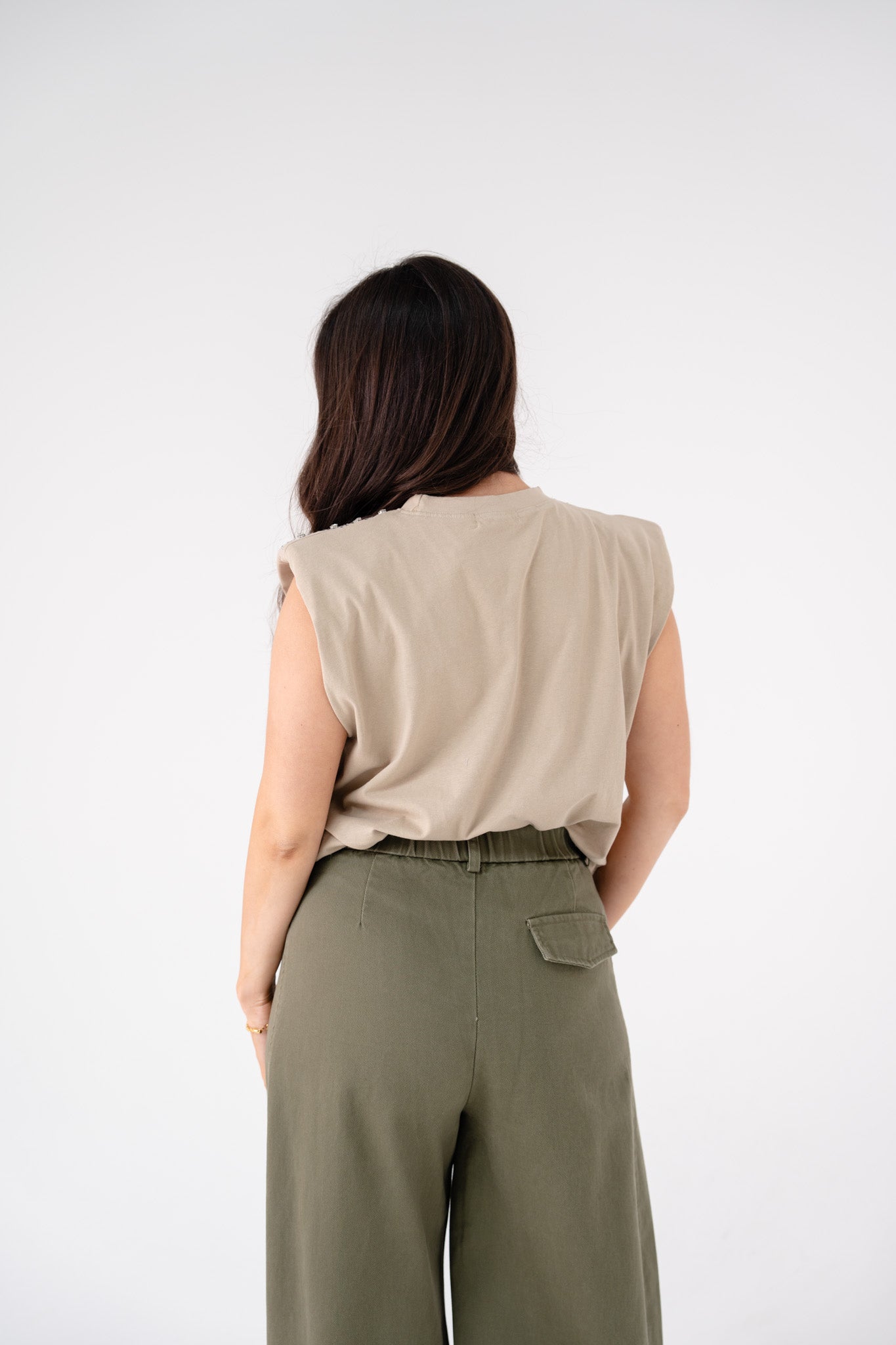 Kiera Embellished Sleeveless Top In Neutral