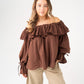 Kiera Frill Bardot Top In Chocolate