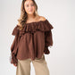Kiera Frill Bardot Top In Chocolate