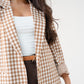 Kiera Gingham Blazer In Coffee