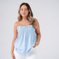 Kiera Linen Mix Bandeau Top In Blue