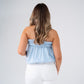 Kiera Linen Mix Bandeau Top In Blue