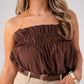 Kiera Linen Mix Bandeau Top In Chocolate