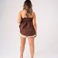 Kiera Linen Mix Bandeau Top In Chocolate