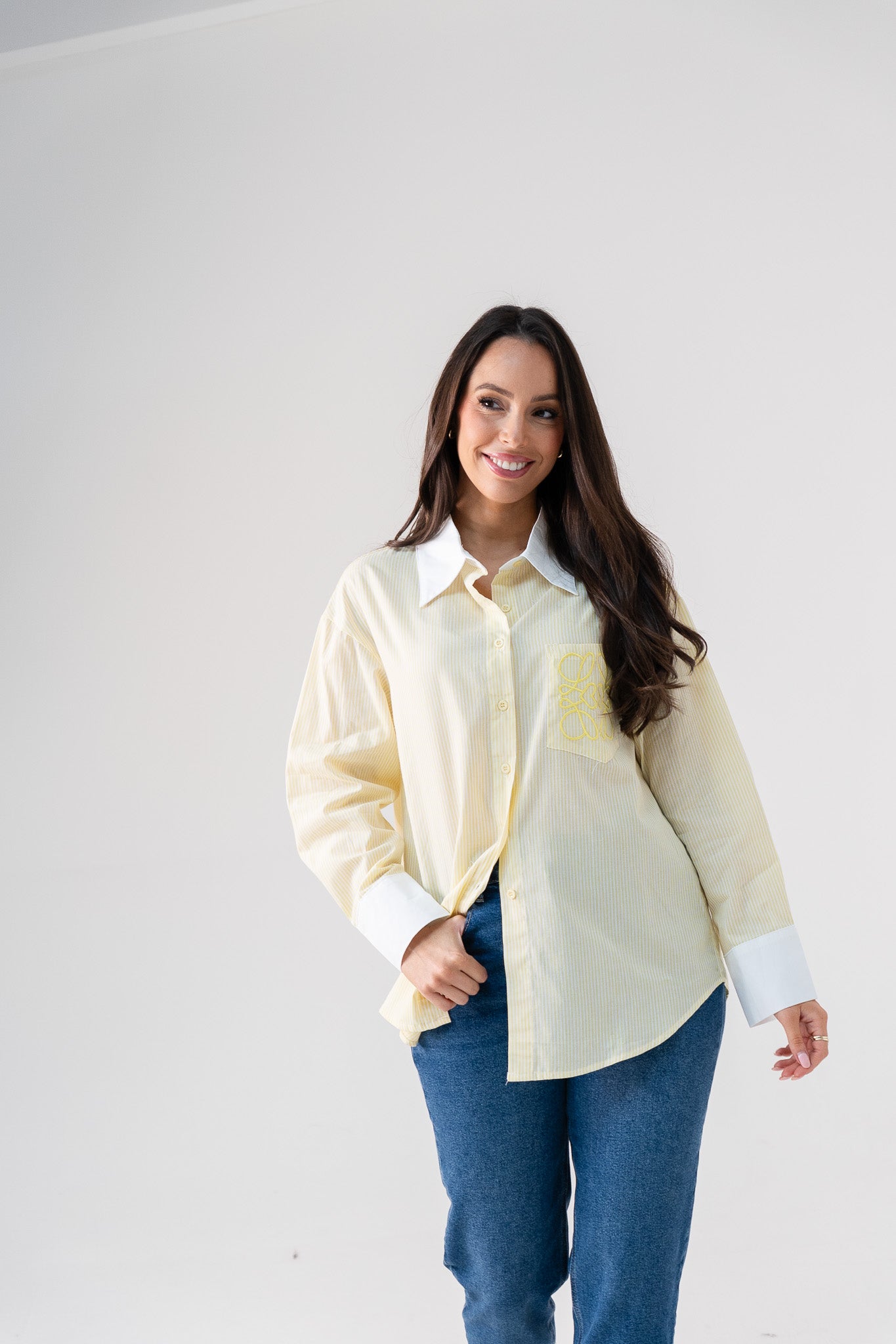 Kiera Pinstripe Shirt In Yellow