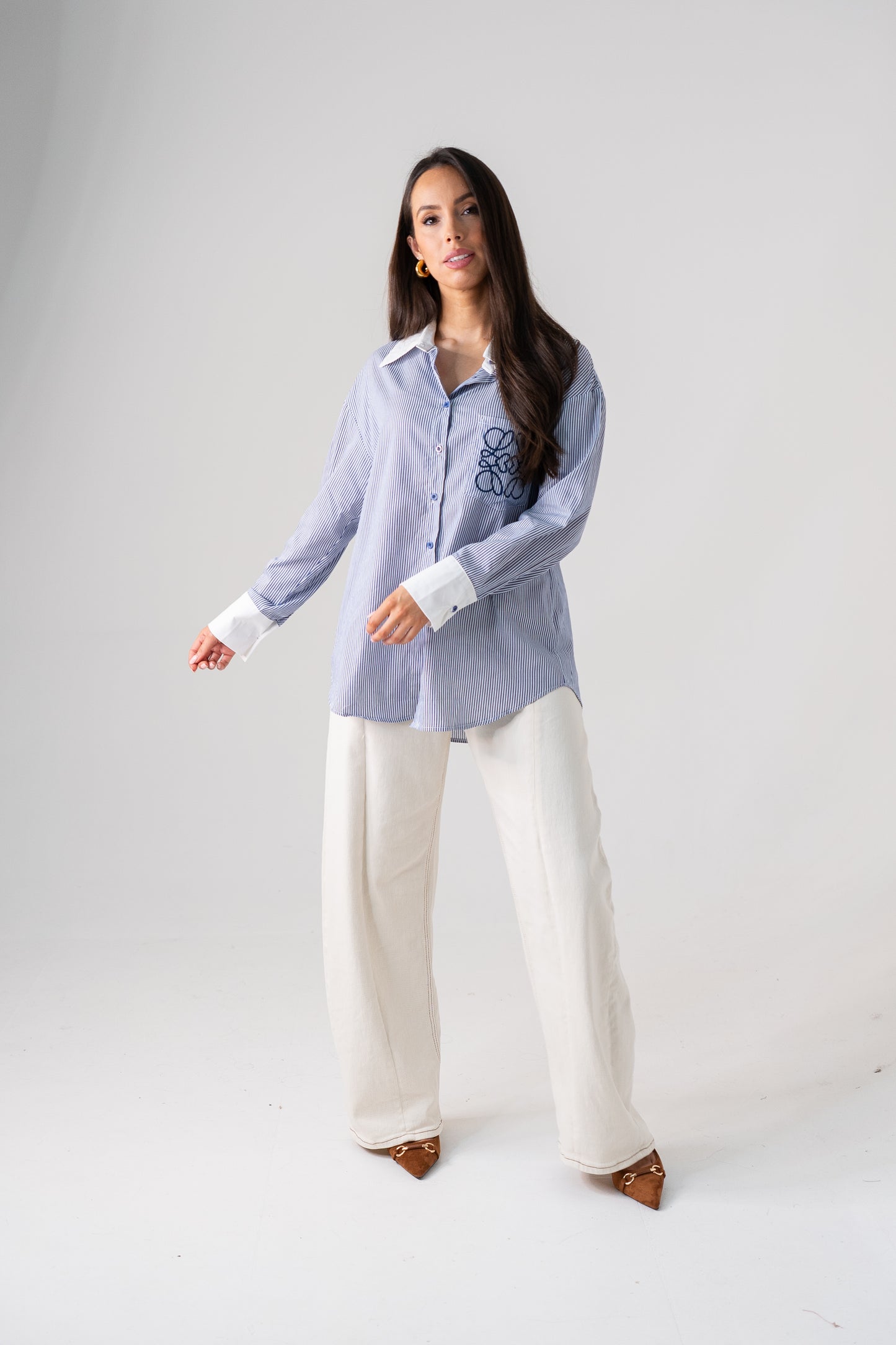 Kiera Pinstripe Shirt In Navy